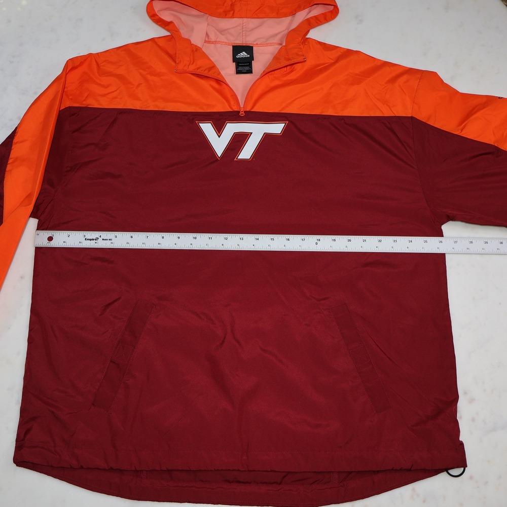 Adidas Virginia Tech Hokies Mens Large Orange Maroon Half Zip Windbreaker Jacket - Picture 6 of 8